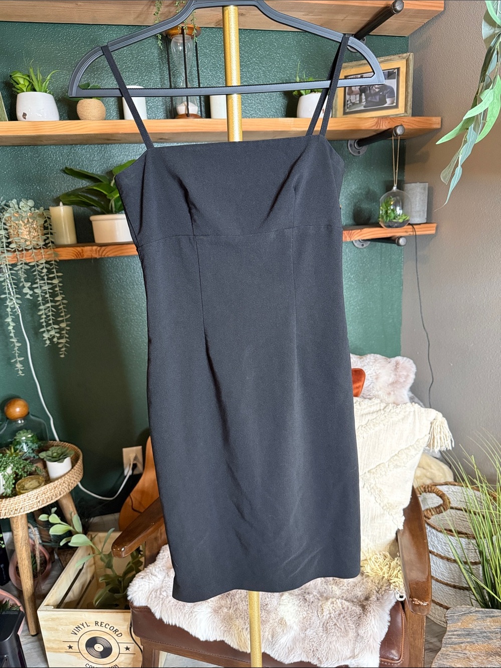 Black Mini Spaghetti Strap Dress